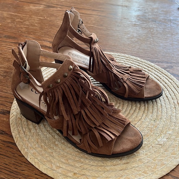 Coconuts Matisse Tassel Fringe Open Toe Block Heel Sandals Size 6.5 - Picture 10 of 14